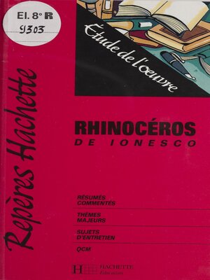 cover image of «Rhinocéros» de Ionesco